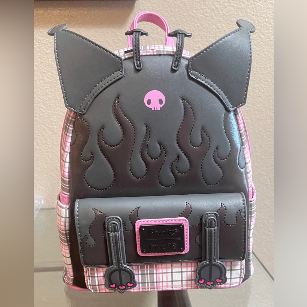 Loungefly Sanrio Kuromi Flames and Plaid Mini-Backpack